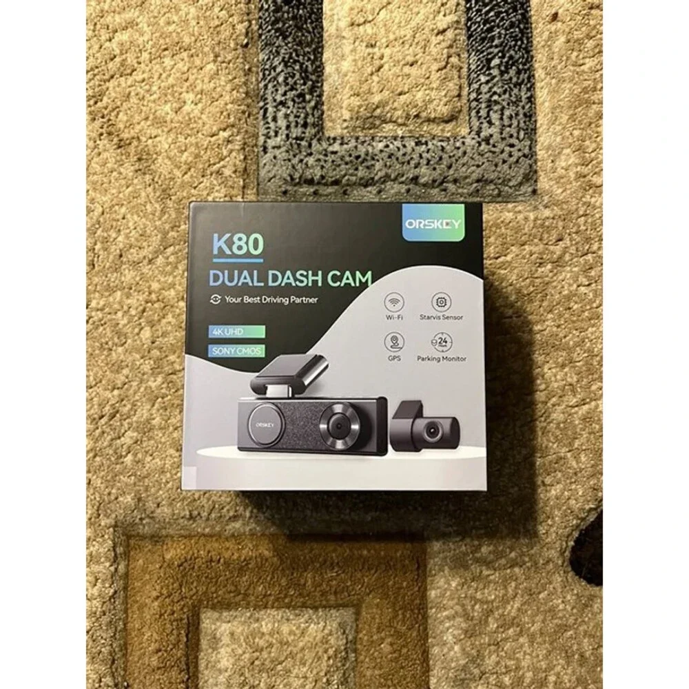 ORSKEY 4K Dash Cam Front Rear STARVIS2 64GB WiFi GPS 2.45